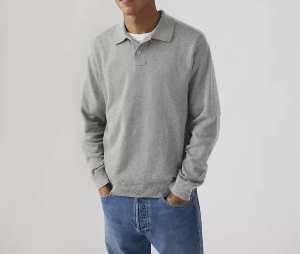 Fabletics Long Sleeve Sweater Y2K pullover Polo Gray XXL A008040